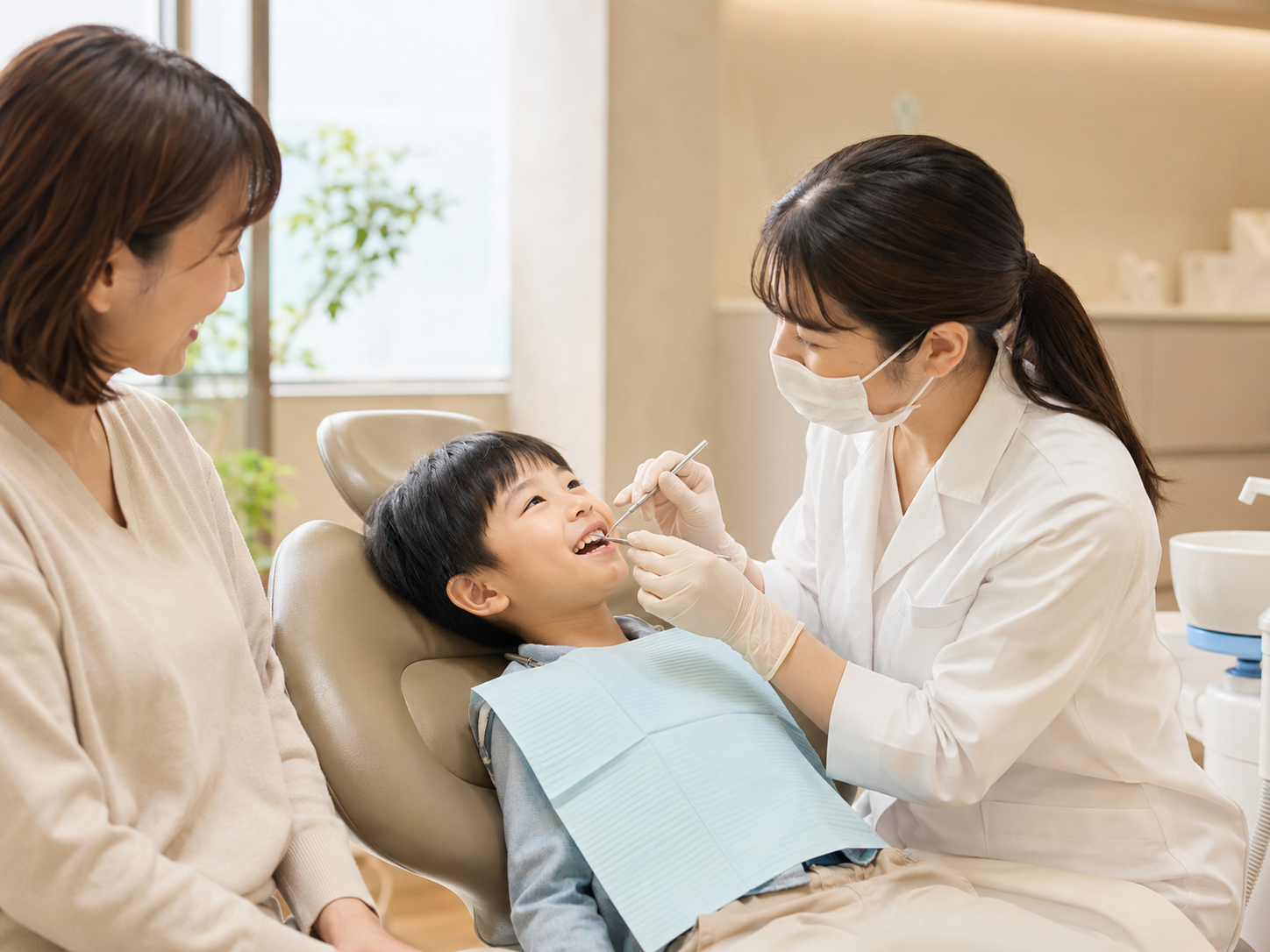 お子さまの歯科検診の様子